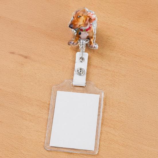 Cute Badge Reel Nurse Reel, Funny Retractable Glitter Acrylic Name Tag Holder with Decorative Clip, Sparkly ID Card for Teachers Student Staffs