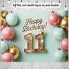 Двумерный фон для 11-го дня рождения, розово-мятно-золотые шары с фоном в виде короны для фотобудки