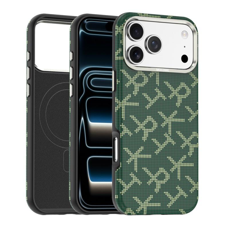 Magnetic PC Phone Case IPhone 18 Pro Max 17 16 With Kevlar Texture Custom Letter Design
