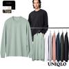Uniqlo 486102 Хлопковая футболка с длинным рукавом и круглым вырезом AIRism ЗЕЛЕНЫЙ БЕЛЫЙ ТЕМНО-СЕРЫЙ ЧЕРНЫЙ РОЗОВЫЙ СИНИЙ ФИОЛЕТОВЫЙ Мужская Япония