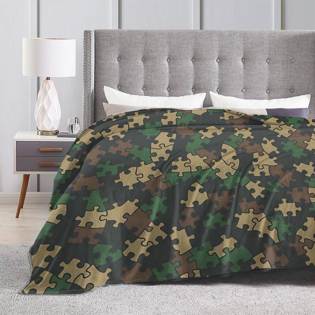Puzzle Camouflage Pattern Flannel blanket Winter Soft Warm Throw blanket for Boy Girl Bedroom Print Bedspread Sofa Bed Cover
