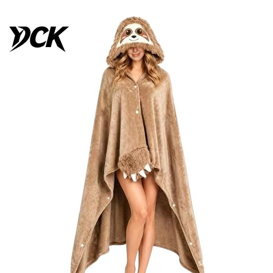 Animal Themed Blanket Wearable Hoodie, Adults Oversized Fleece Sweatshirt Lightweight Warm Sleepwear, Halloween Cosplay Costume Plush Hooded