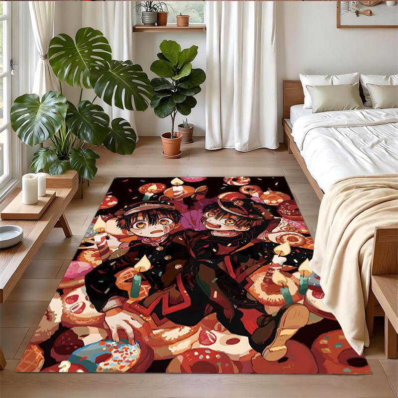 Anti‑Slip Crystal Velvet Floor Rug, Hanako Kun Design Carpet for Indoor Living Bedroom Home Decoration