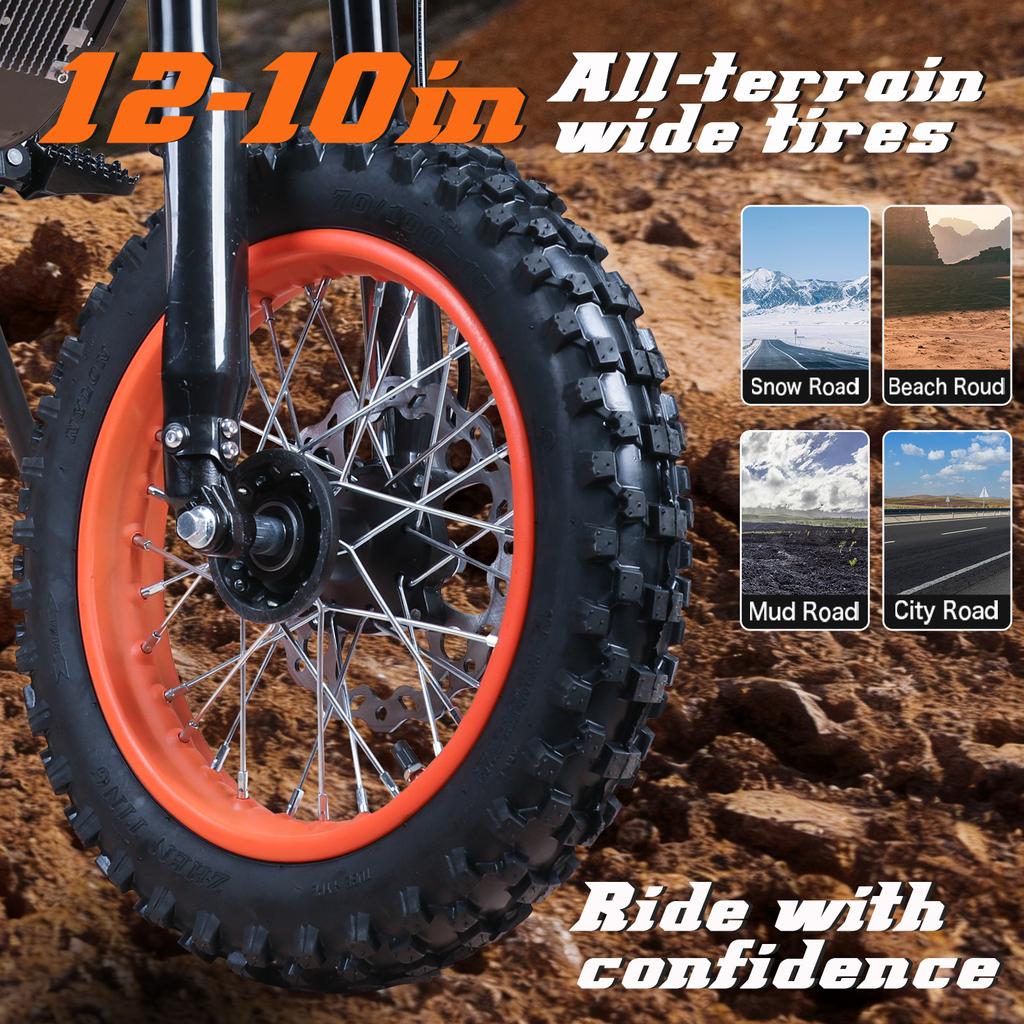 Freeboy US EU Warehouse Long Range Electric Dirt Bike Hydraulic Disc Brake 48V 30Ah Battery 12 Inch Off-road Tire for Adults