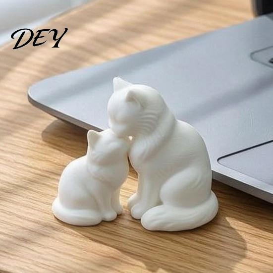 Художественная статуэтка животного, 3D-печатная фигурка кошки, Милая статуэтка матери и котенка, Минималистичное украшение матового черного цвета для дома, офиса, полки стола
