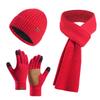 3Pcs/Set Ear Protection Women Hats Scarf Gloves Set Warm Touchscreen Gloves Knitted Hat  Outdoor