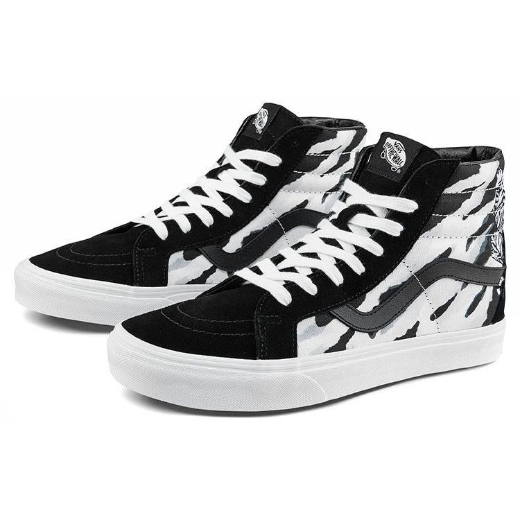 Vans Sk8 Reissue Tiger Embroidery Tiger Stripe High Top Skate Shoes Unisex Sneakers Multicolor VN0A2XSBWHT