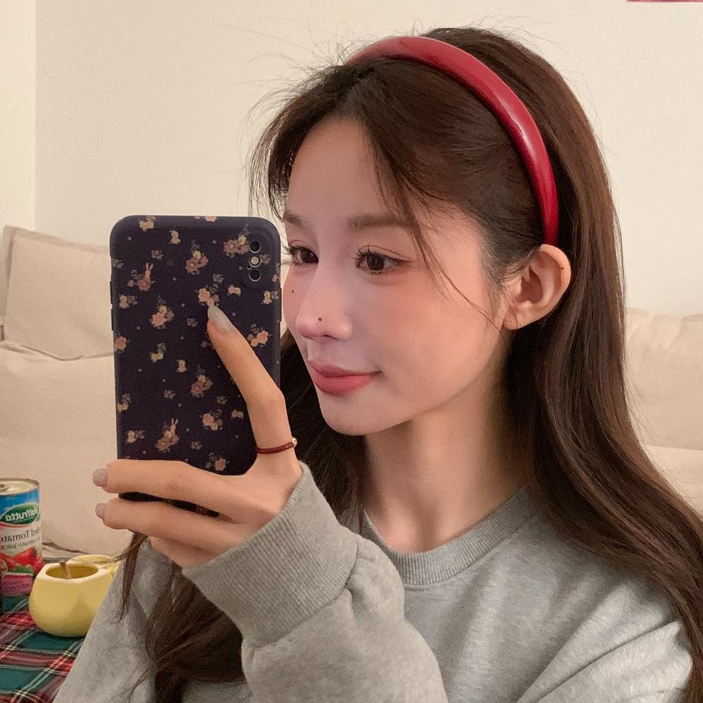 Повязка на голову для женщин и девочек, ретро-красная кожаная губка, повязки для волос, обруч для мытья лица, женские аксессуары для волос, подарок на Новый год