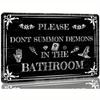 Vintage Gothic Metal Sign - "Please Do Not Summon the Devil In the Bathroom" - Multi-Purpose, Electricity-Free