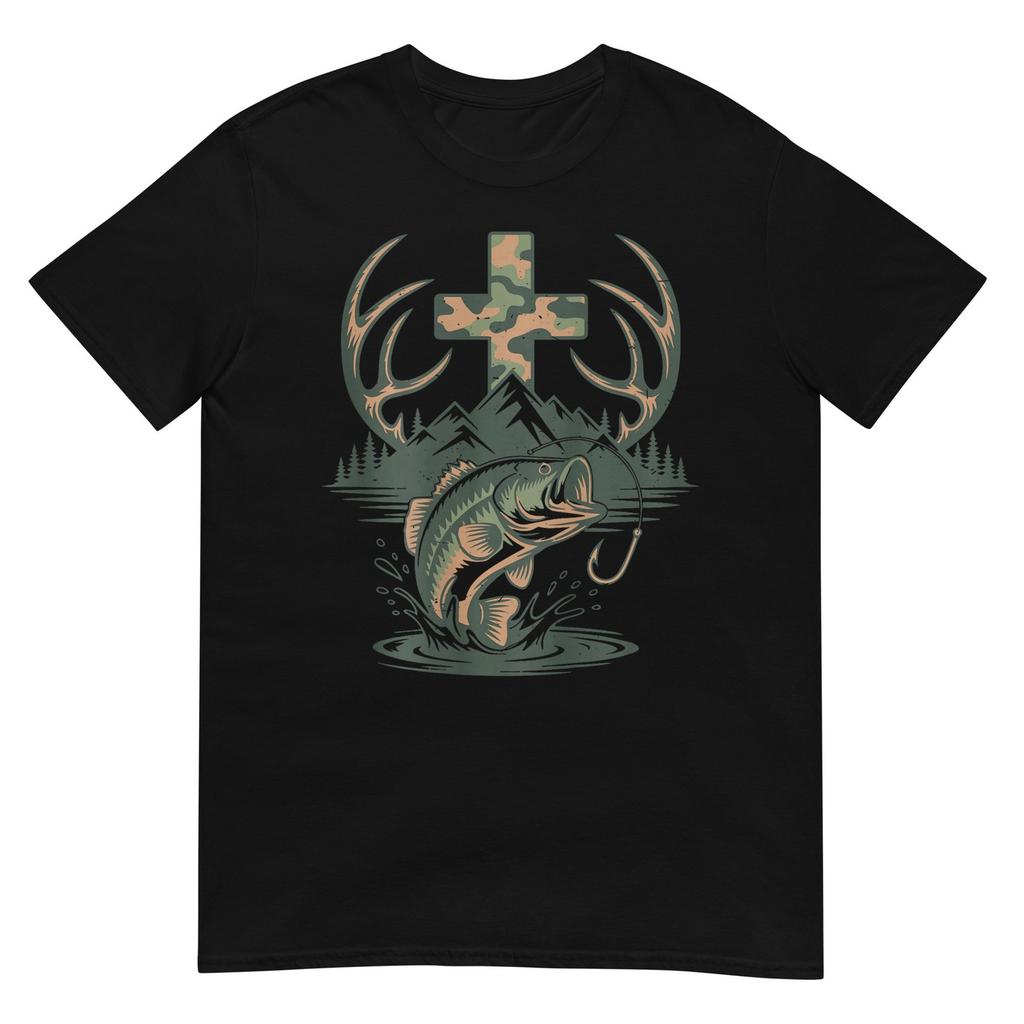 Youth Camo Faith Hunting Fishing Cross Fisherunisex Christian TShirt
