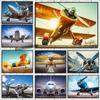 Ретро-постеры и принты с изображением истребителя самолета в небе, картины на холсте, настенные картины для гостиной, офиса, домашнего декора, подарка