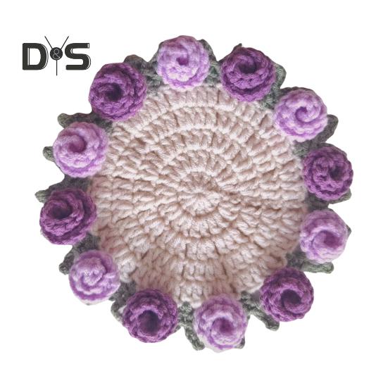 Подставка под стакан с розой ручной работы, вязаная крючком, цветочный букет, вязаные подставки, цветочный коврик для чашки, букет, подарок, декор для журнального столика