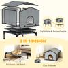 Outdoor Cat House, Waterproof Insulated Cat Kennel with Elevated Base, Foldable Feral Kitty Shelter for Kittens, Grey