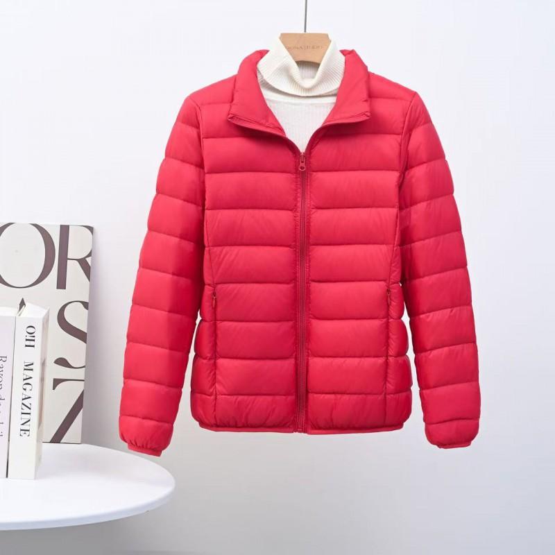 Womens Short Down Jacket Slim Fit Stand Collar Lightweight White Duck Coat Plus Size Fall Winter