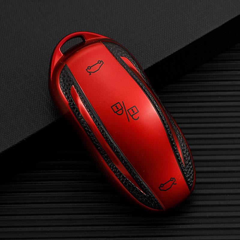 Tpu Leather Car Smart Key Cover Case Fob Key Shell Bag Holder For Tesla Model 3 Y X S Protector Accessories