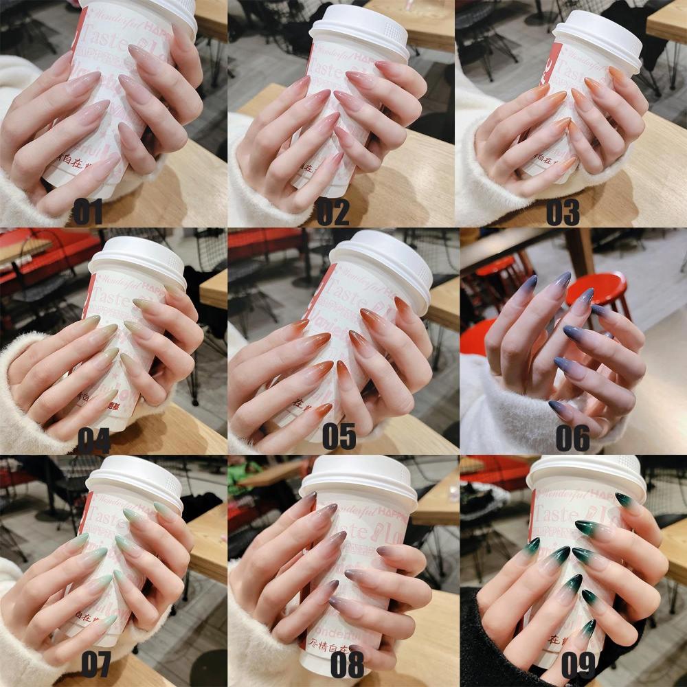 24 шт./коробка Женская мода Маникюрный инструмент Полное покрытие Носимые Накладные ногти Кончики ногтей Стилет Накладные ногти