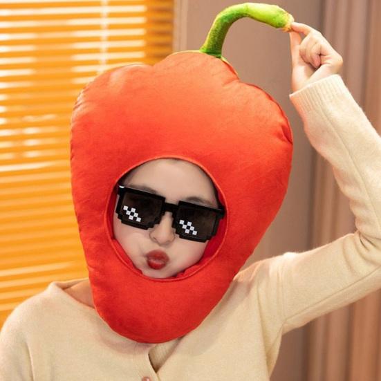 Фото-капюшон Яркий Цветной Фрукты Еда Форма Мягкий Плюшевый Головной Убор Отверстие для Лица Особенность Интернет-знаменитость Костюм Вечеринка Реквизит