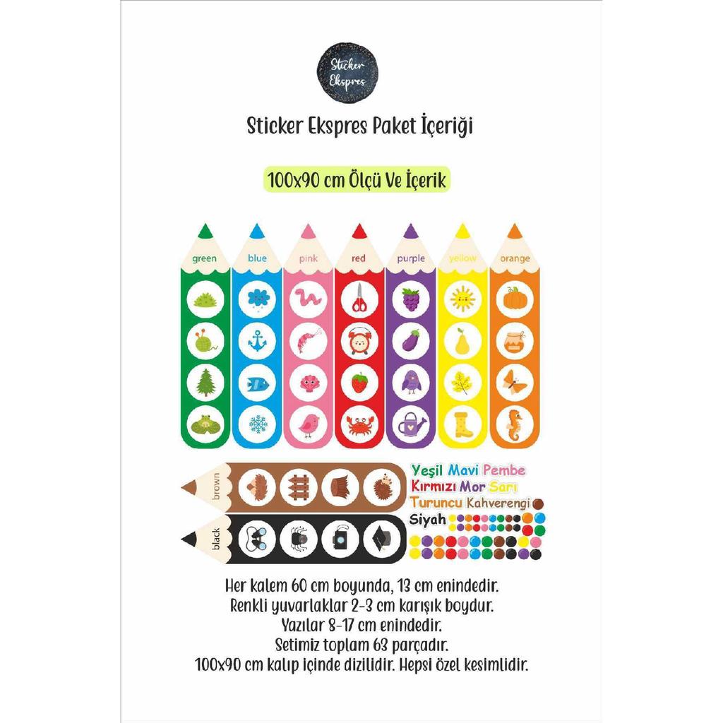 I'm Learning Colors Kindergarten Nursery School Children's Room Wall Door Glass Sticker Set