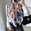 Color Block Printed Silk Scarf 90cm Twill Scarf Korean Version Of The All- Large Square Scarf Sunscreen Shawl Headscarf Women