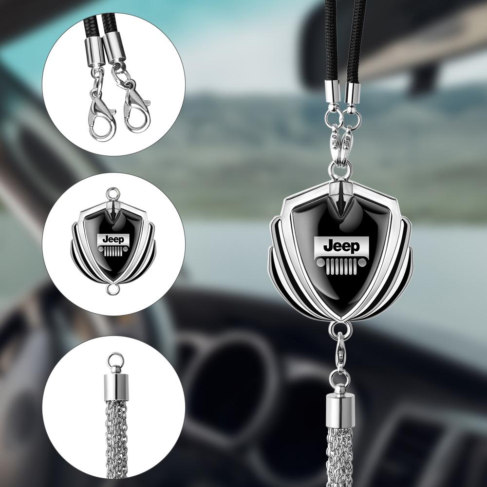 Auto Badge Hanging Pendant Car Rearview Mirror Decor Ornament Accessories For Jeep Renegade Wrangler jk Grand Cherokee Gladiator AMQ1