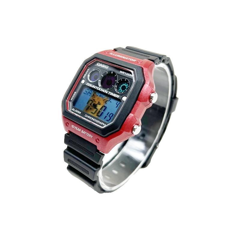 Casio Индивидуальные часы модифицированная серия мода спорт классика ретро красный маленький квадрат водонепроницаемые 100 метров Кварцевые такие же AE-1300WH-4A