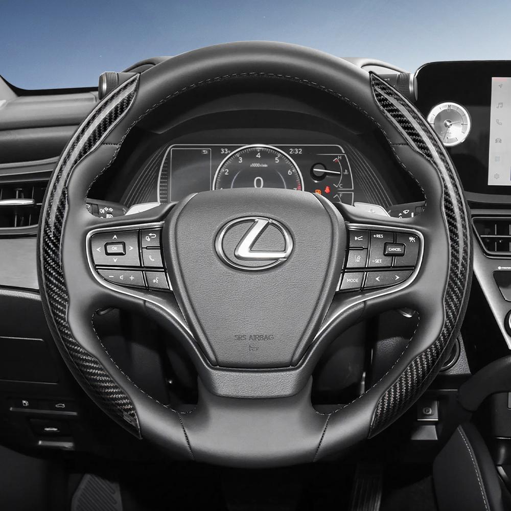 Suitable for Lexus Carbon Fiber Texture Steering Wheel Cover with Segmented Quick-Release Design, Durable, for Models Such as Rx Nx E Gx Lbx Ux Is QY5