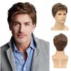 Men's Short Blonde Brown Wig Synthetic Hair Smooth Natural Toupee Curly Black Wigs For Male Daily Cosplay Heat Resistant Fiber