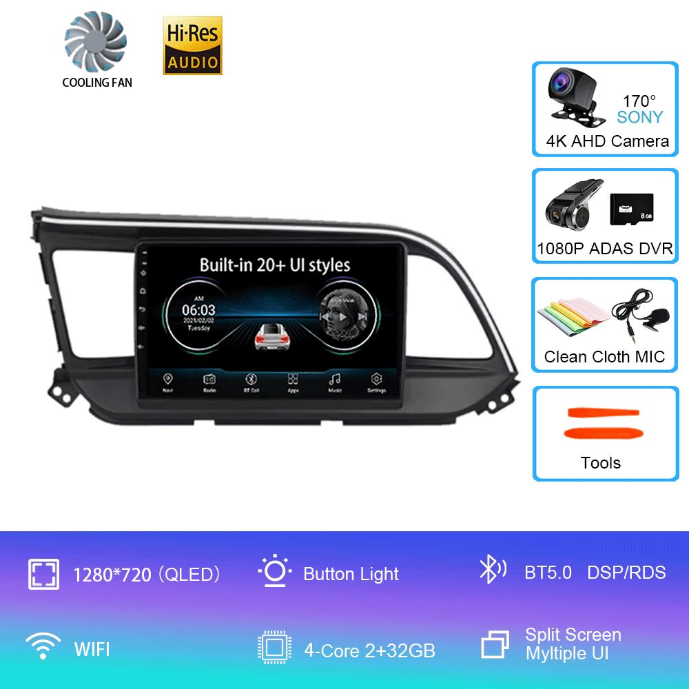 For Hyundai Elantra 6 2019 2020 Car Intelligent System CarPlay DSP Navigation GPS Android 14 All In One MIC 2000*1200P