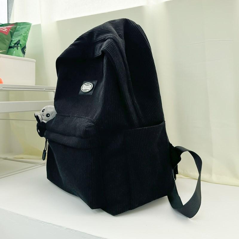 Студенческий однотонный школьный женский рюкзак из вельвета