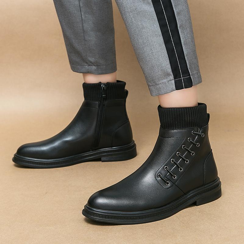 Мужские высокие кожаные ботинки Модный дизайнерский стиль Вечеринка Свадьба Отдых на природе Бизнес Мотоцикл Мужские ботинки Прогулочная обувь