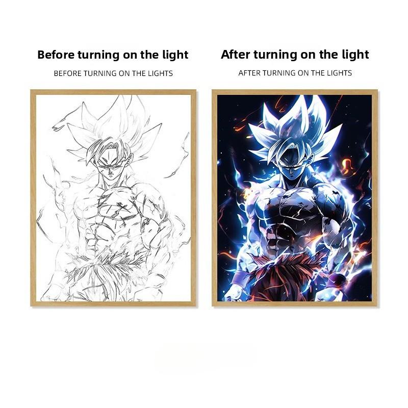 22см/8.66дюйма Аниме Dragon Ball Световая картина Wukong Периферия Ночной светодиодный светящийся мультяшный коллекционный светильник Настольные принадлежности для вечеринок