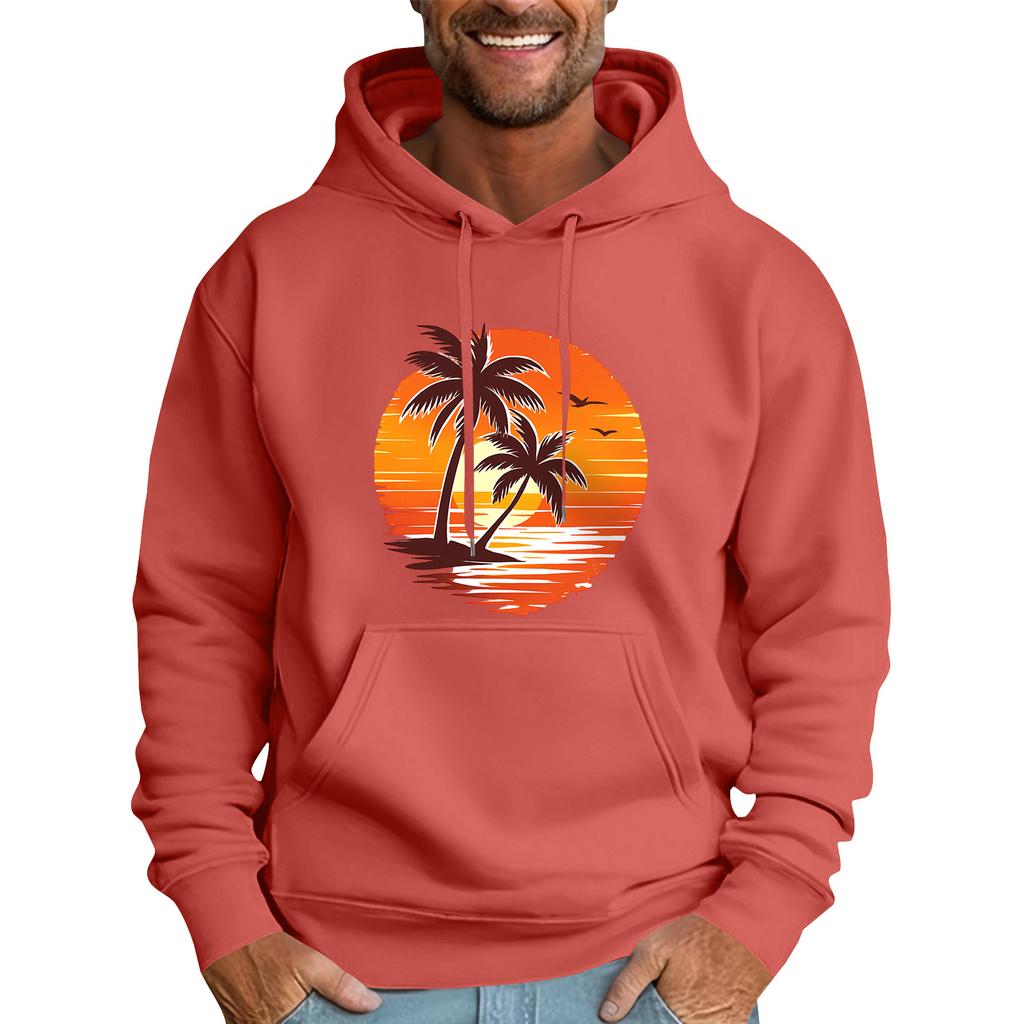 Men's Loose Flag Printed Hooded Sweatshirt Men's Casual Fashion Sports Sweatshirt