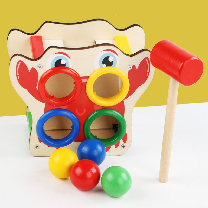 Wooden Pounding Bench Baby Workbench Pound Ball Toy Montessori Toy Color Matching Hand Eye Coordination Fine Motor Training