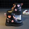 2024 New Pink Sweet Girls Short Boots Zipper PU Kids Fashion Causal Shoes Autumn Winter Versatile Soft Princess Black Child Shoe