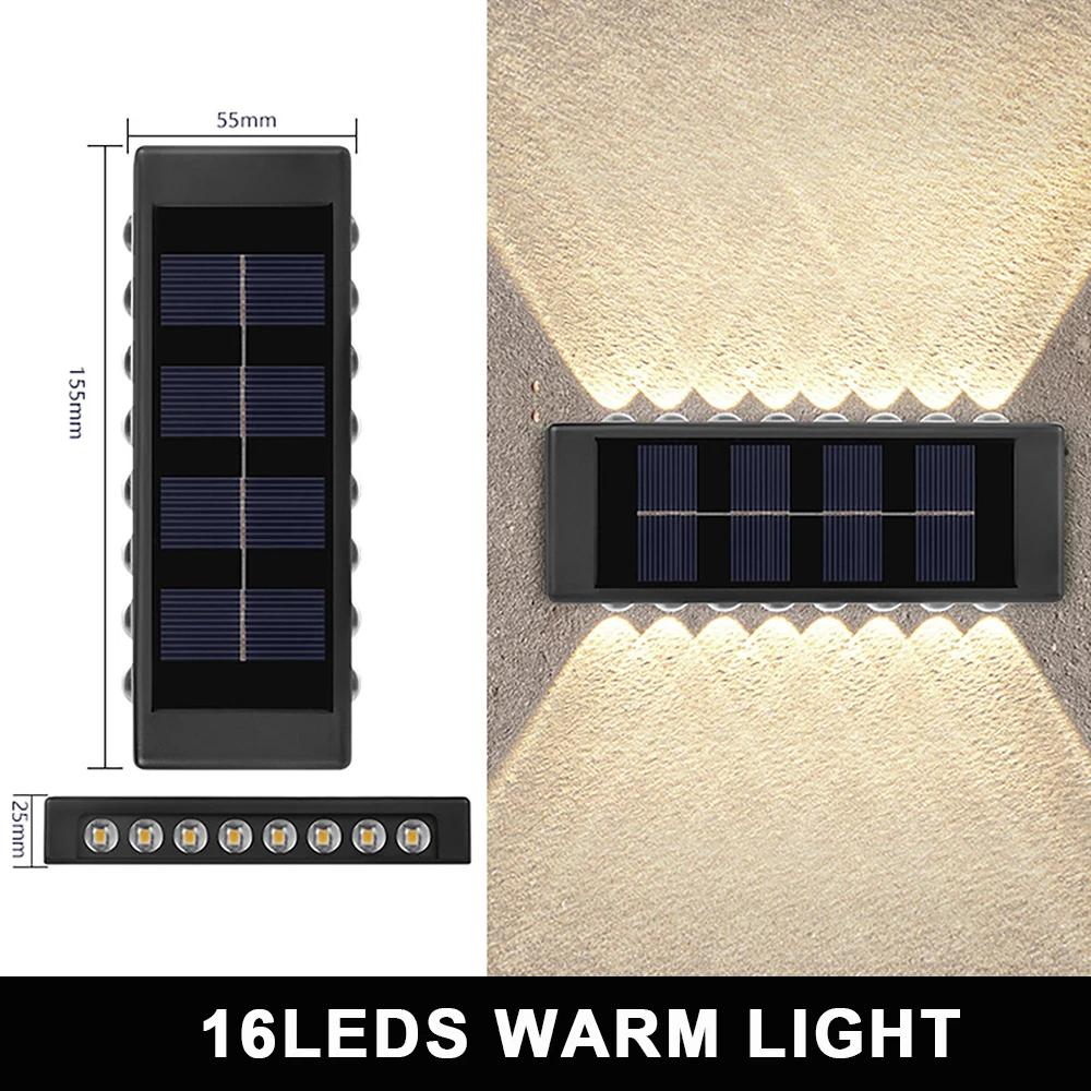 LED Solar Wall Lamps Outdoor Waterproof Up And Down Luminous Lighting Garden Fence Balcony Yard Street Decoration Wall Lights