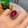 Jewelry Ice Seed Fluorescent Denier Pigeon Blood Red Treasure Plain Ring Women'S Temperament 13 * 18