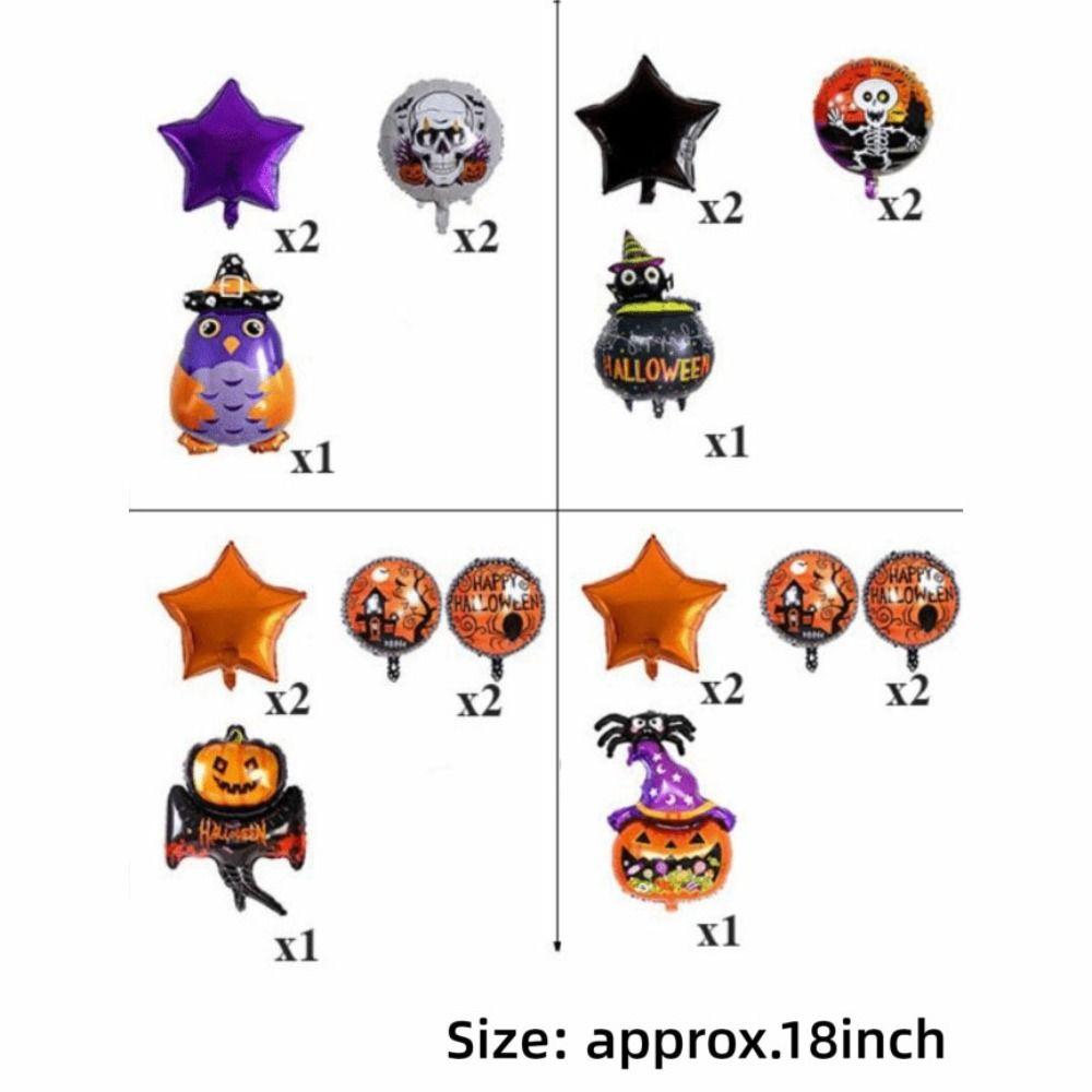 5Pcs Skull Motif Aluminum Foil Balloons Ghost Design Air Inflatable Balloons Halloween Party