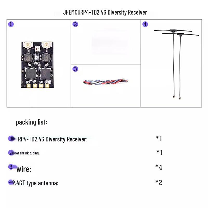 JHEMCU RP4-TD ELRS 2.4GHz Diversity Receiver