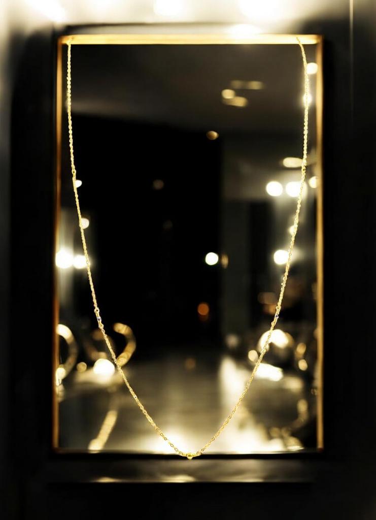 Royal Jewelry Платина 850 Золото 18 карат Зеркальное Кольцо 14кгф Цепь Длинное Ожерелье 85см [ROYAL JEWELRY] (ПТ850)