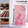 3D Art Painting Sakura Flower Butterfly Pattern Leather Phone Wallet Case Book Stand For Huawei Moto Oppo Realme 10 Girls Magnetic Card Flip Cover Bag