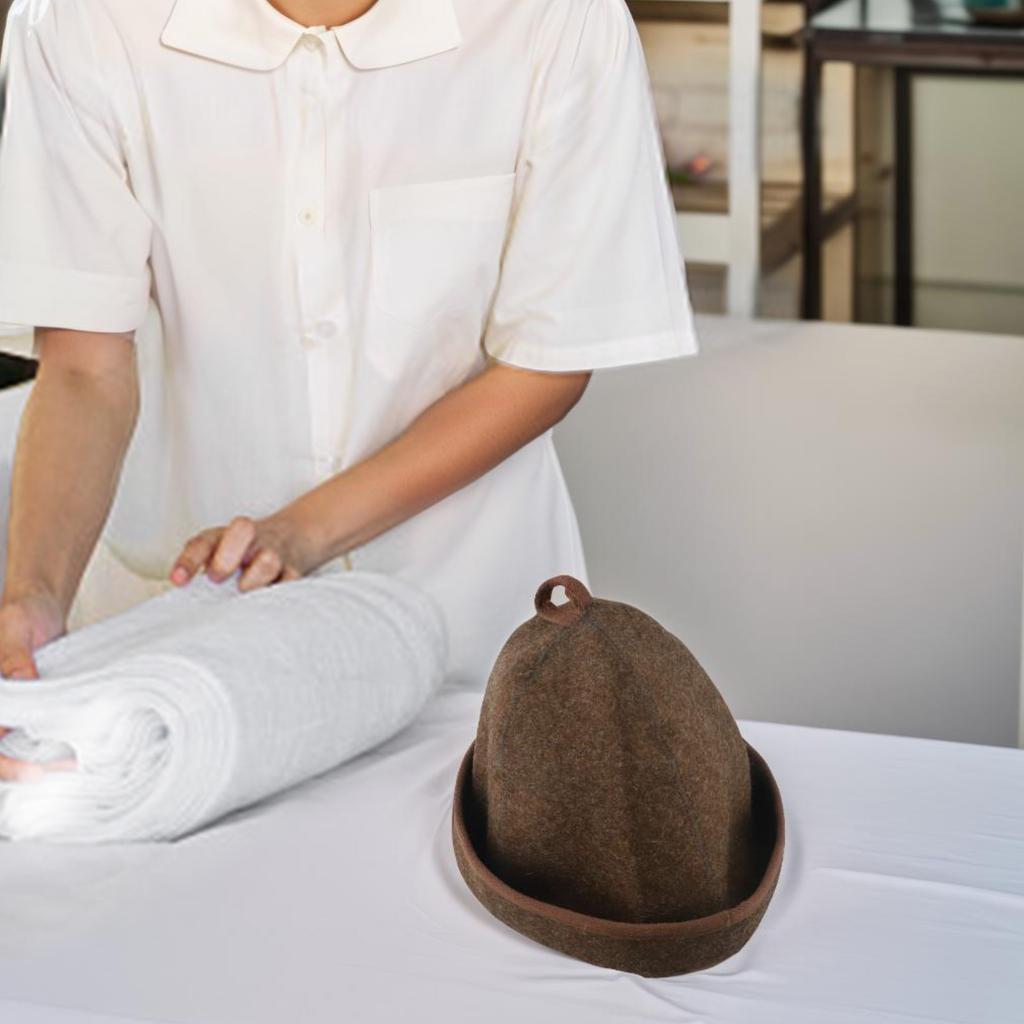 Шапка для сауны из банной шерсти Шапки для бани Паровая комната Вапориум Коричневая