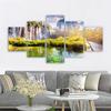 5 Panels Landscape Waterfall Posters and Prints Canvas Painting Wall Art Pictures Living Room Home Decor Lake Tree No Frame