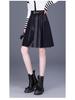 High-Waisted A-Line Leather Skirt for Women, Autumn/Winter, Pleated Lambskin Midi Skirt, Age-Defying & Classic Design