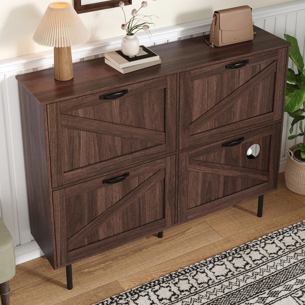 Narrow Shoe Cabinet with 3 Flaps, with Shelf for Pet Toys, Shoe Rack, Shoe Shelf, for Use in the Hallway.