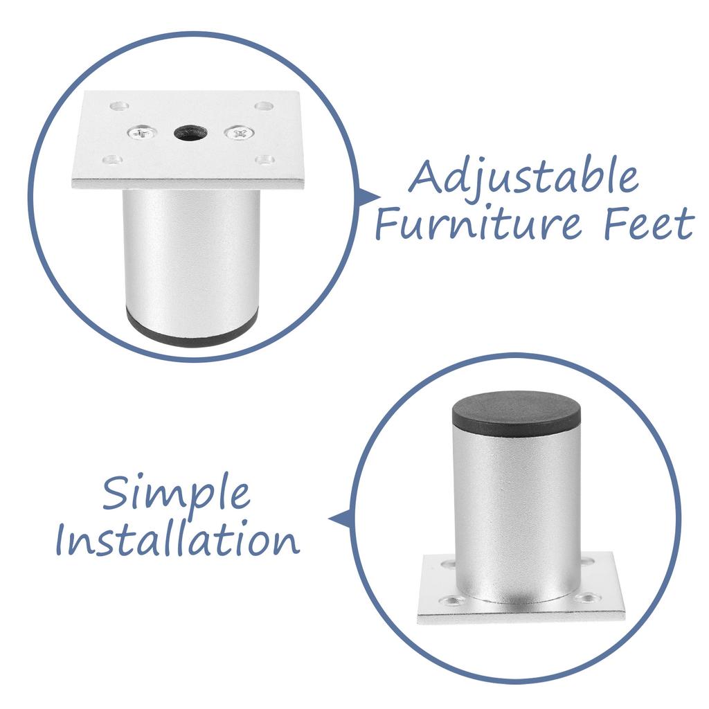 4Pcs Adjustable Furniture Legs Easy Install Disassemble Metal Legs for Sofa Couch Dresser Cabinet Coffee Table TV Stand Heavy