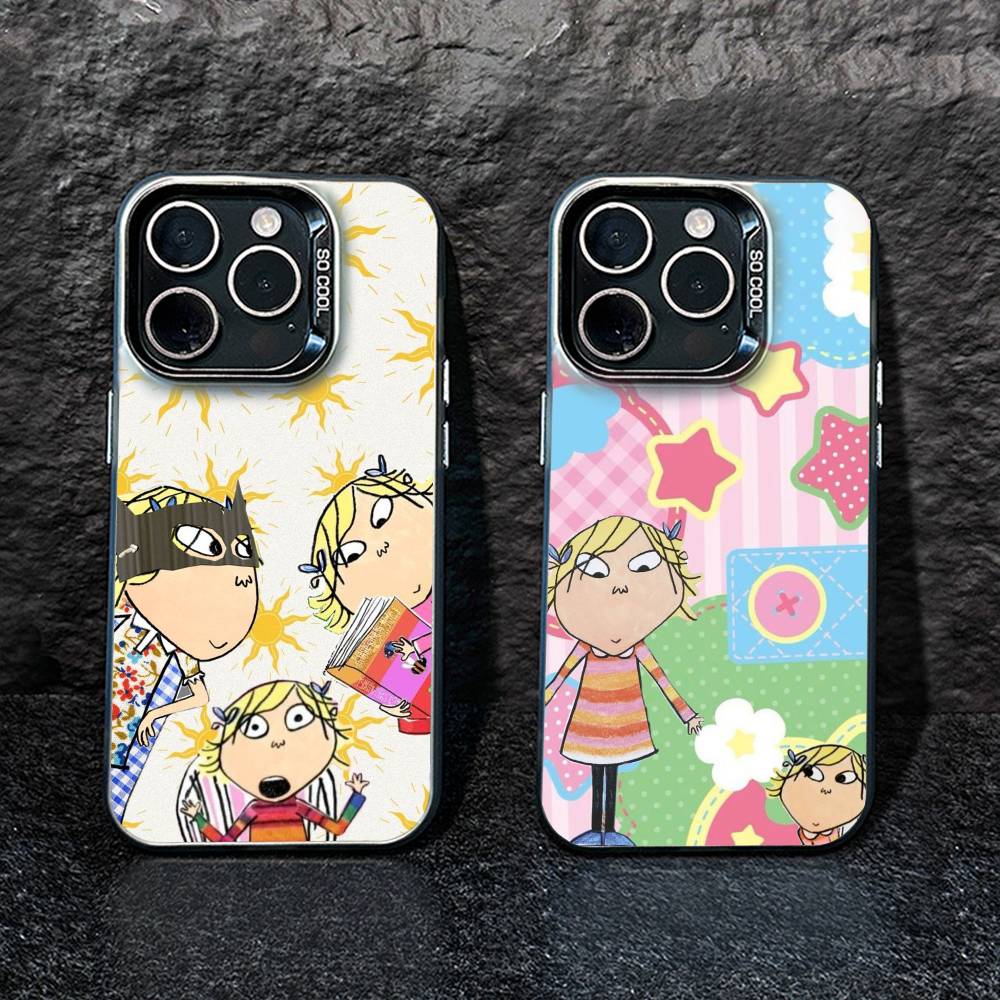 Charlie and Lola Cartoon Phone Case For iPhone 17,16,15,14,13,12,Pro MAX Black Matte Shockproof Cover