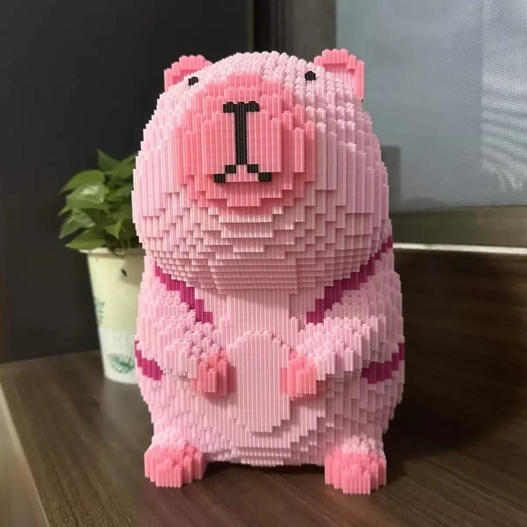 32 см Гигантская розовая капибара Детская игрушка-конструктор 3D-модель Настольное украшение Подарок на день рождения для девочки