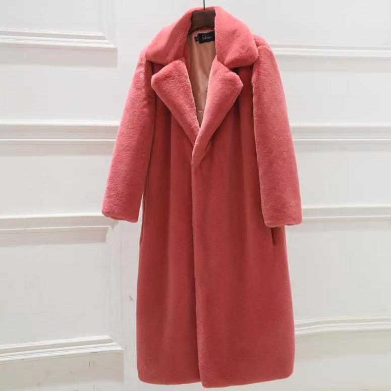 Imitation Mink Coat Women's Medium and Long Autumn and Winter Imitation Mink Velvet Jacket Women's Large Size Thickened Jacket Loose Suit Collar