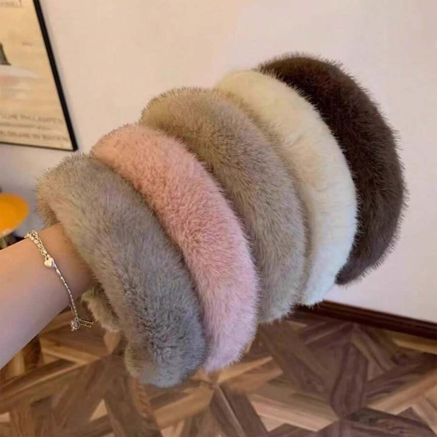 Повязка на голову Maillard Plush, Осенне-зимний головной убор высокого класса, Мягкая широкая плюшевая повязка для очищения лица и укладки волос для женщин