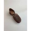 Sheepskin version~ niche retro woven open-toed outer wear summer Roman sandals women's leather thick heel with sandals